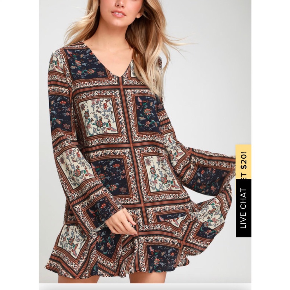 Lulu’s tribal print long sleeve dress.